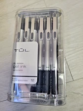 NEW TUL Retractable Gel Ink Pens 0.5mm Fine Needle Point Black Ink 0.5mm 12-Pack
