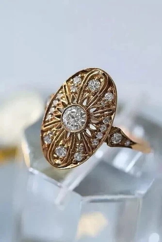 2Ct Vintage Art Deco Style Lab Created Diamond Engagement 14K Gold Finish Ring