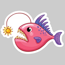 Pink and Purple Anglerfish Sticker