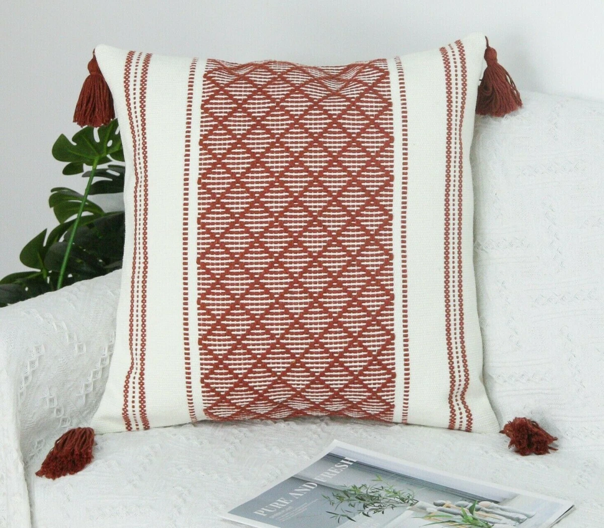 Neutral Boho Pillow Set Sofa Pillow Set White Mud Cloth Decor Textured  Pillow Cover Set Lumbar Throw Pillow 