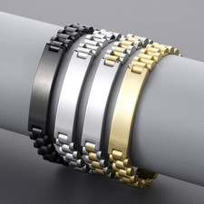 Men Women 316L Stainless Steel Wristband Chain IDBracelet Gift 10mm 20cm 4Colors