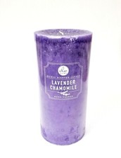 NEW DW HOME 8" TALL LAVENDER CHAMOMILE RICHLY SCENTED HAND POURED PILLAR CANDLE 