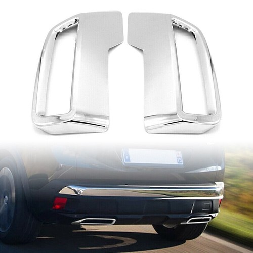 2xSilver Rear Exhaust Muffler Tail Pipe Cover Trim For Peugeot 3008 5008 2016-19