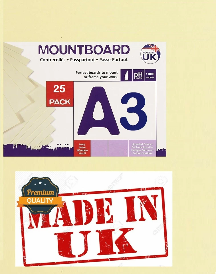 PROTECTAFILE A3 Super Thick 1mm White Card 480gsm Beer Mat Craft Pulp Board For Mounting