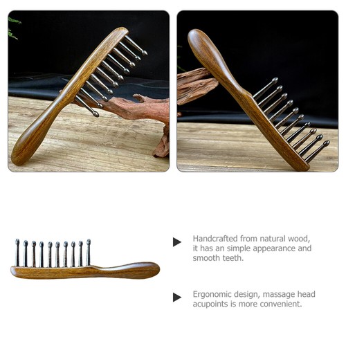 1PZ Pettine Legno Naturale Comodo Pettine Massaggio Testa Cuoio Capelluto Pettine Capelli Denti Larghi - Foto 10 di 12