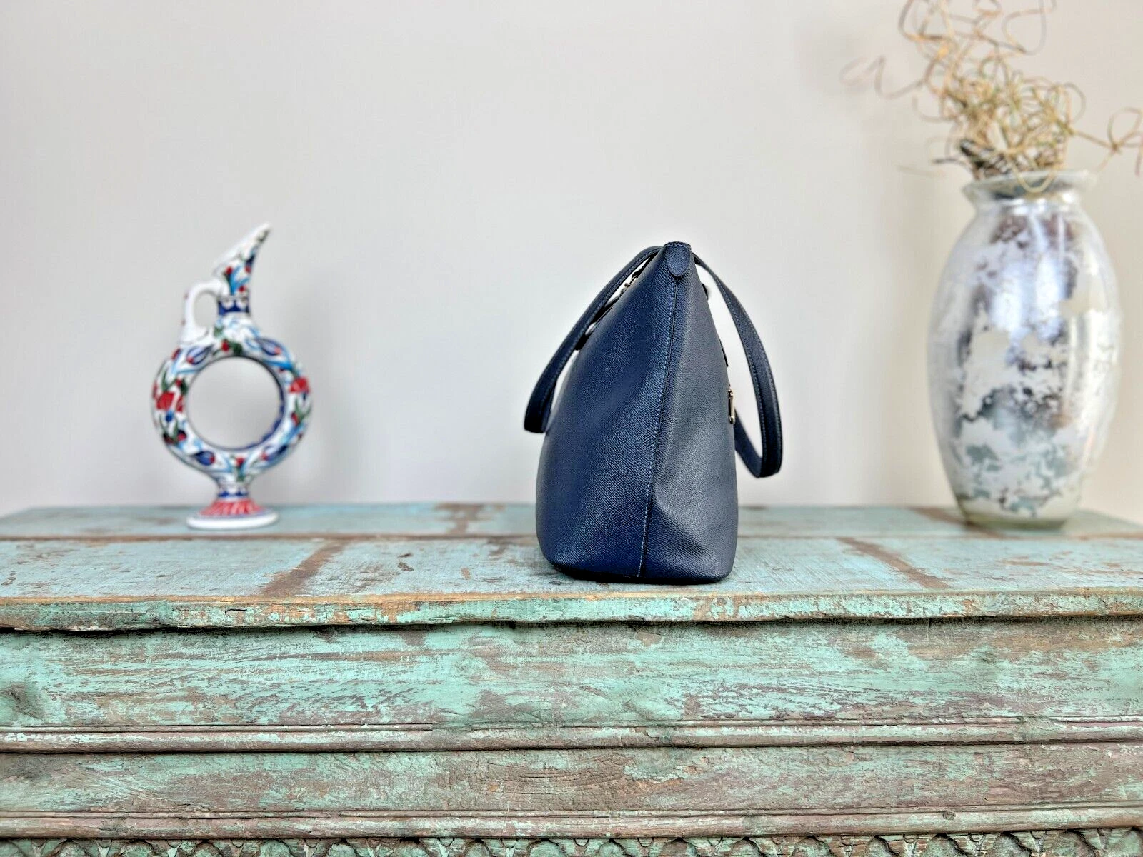 Borsa Coach CH285 Gallery in pelle blu notte nuova con etichetta