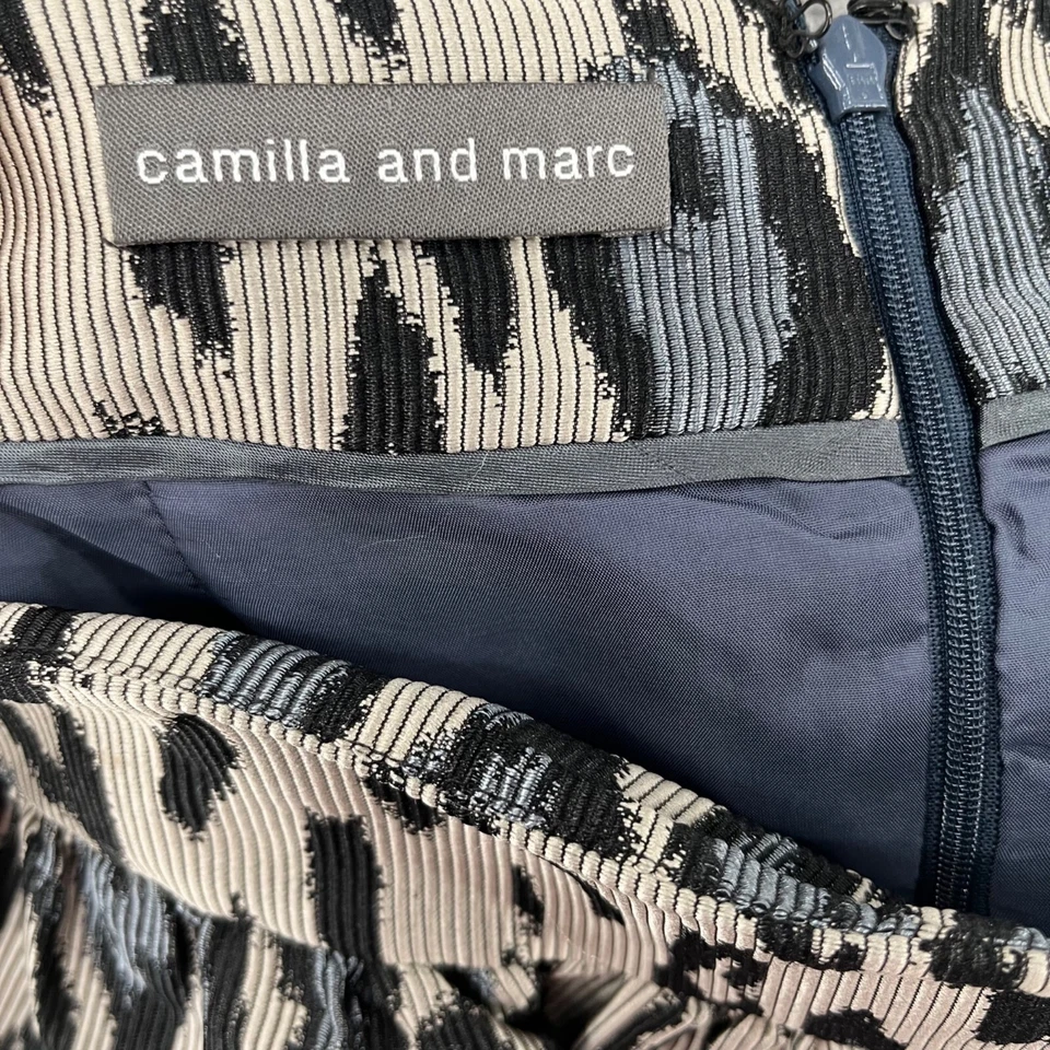 Camilla and Marc 甜硫迷你裙蓝色豹纹褶饰丝绸混纺 4 码 — 第 4/4 张图片