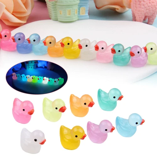 100X Mini Resin Ducks Luminous Tiny Ducks Miniature Duck Glow in the Dark UK - Picture 3 of 12