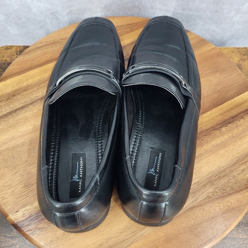 Marc Anthony Loafers Mens 11 M Black Faux Leather Horse Bit Slip On Shoes - Picture 9 of 13