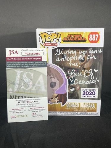 My Hero Academia Signed Autographed Quoted Ochaco Uraraka Funko Pop JSA COA