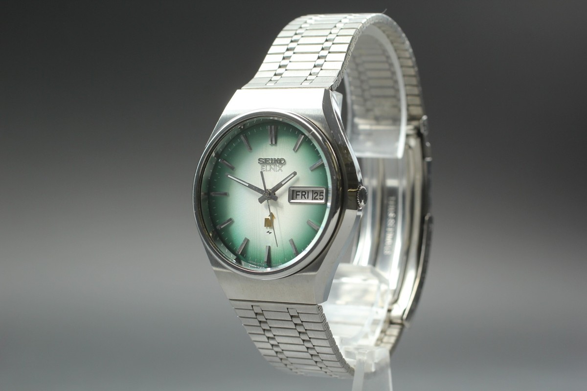 Vintage 1975 [NOS] Seiko Elnix 0703-8040 Green Dial