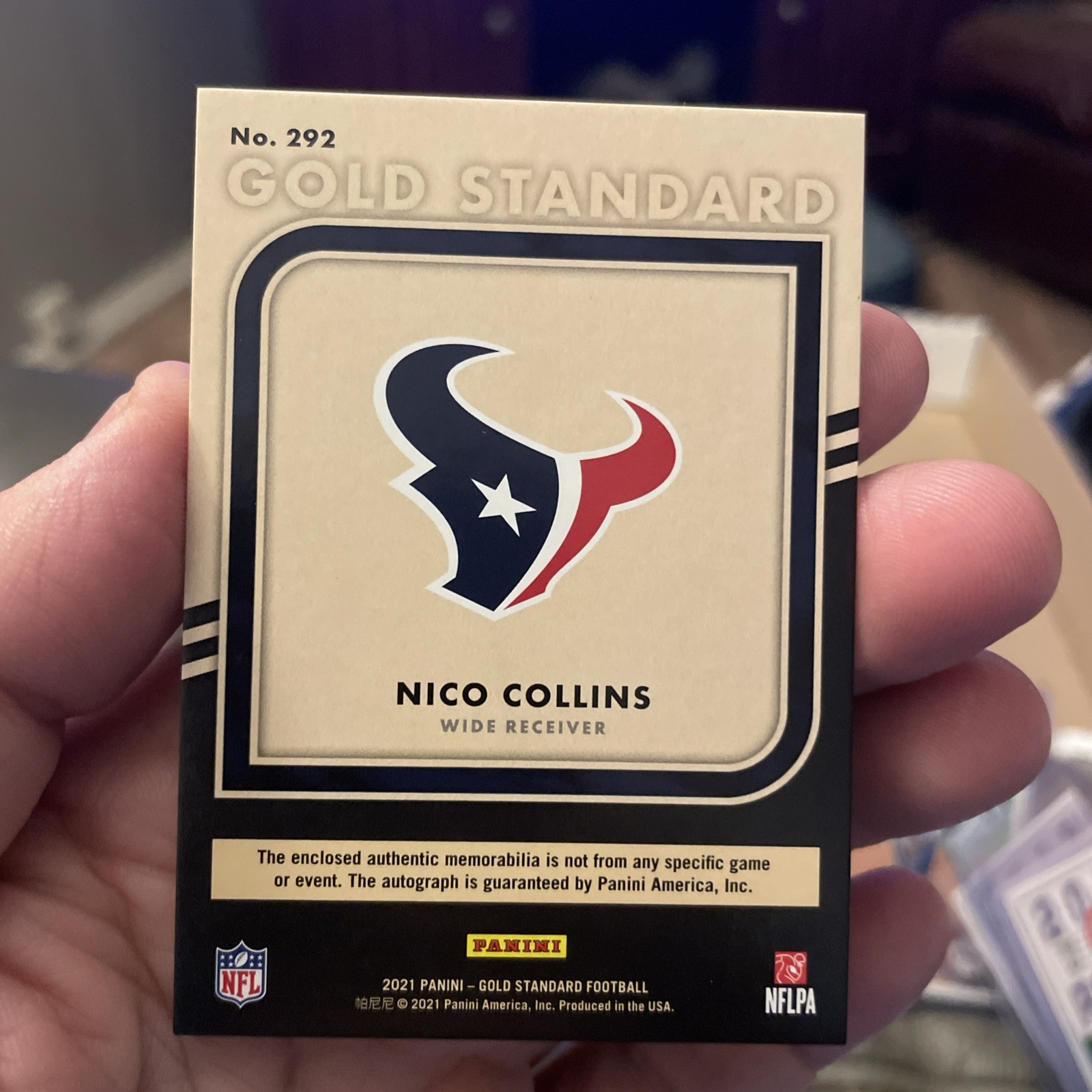 Nico Collins 2021 Gold Standard Patch Auto 59/149 Houston Texans view 2