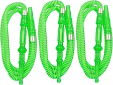 Hookah Hose with Plastic Handle, Green, Pack of 3, Shisha Accessory