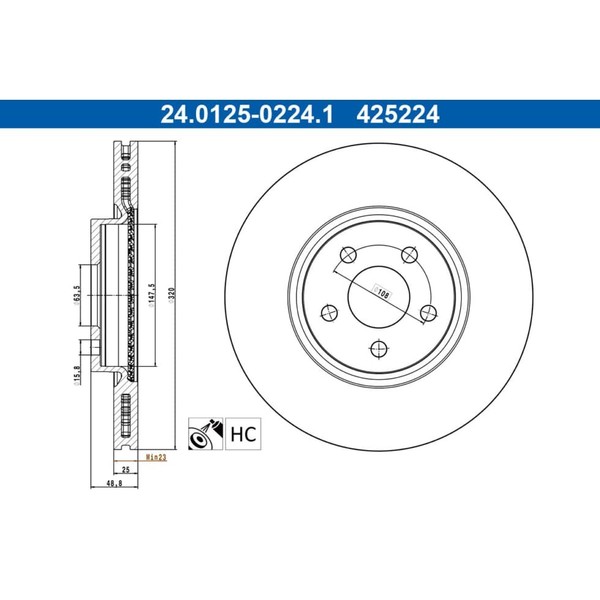 Bremsscheibe ATE 24.0125-0224.1 (2 Stk.) FüR Ford Transit Connect V408-image