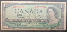 (1961-69) Canada 1 Dollar P74b signatures Beattie-Rasminsky, BP0572784.