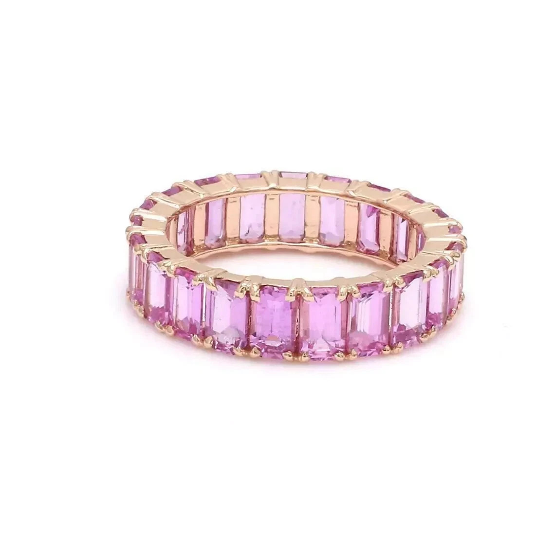 6 Ct Lab Created Pink Sapphire Women's Eternity Band Ring 14K Rose Gold Finish