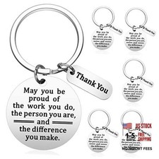 6 Pcs Thank You Gifts for Women Men Appreciation Keychain Gifts Round Style