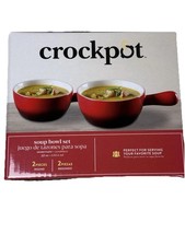 2 Piece Stoneware 22oz Soup Bowl Set with Long Handle Crockpot New In Box