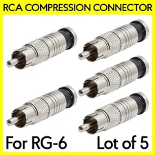 5 Pack RCA Compression Connector for RG6 Coax Coaxial Cable CCTV Outdoor Camera