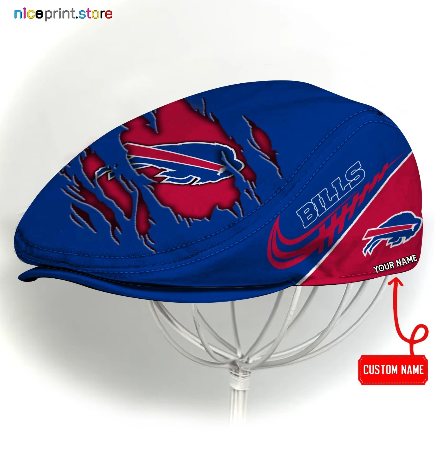 Buffalo Bills Jeff Cap Men’s Newsboy Flat Golf Hat