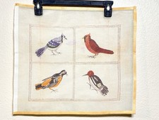 VTG North American Song Birds Painted Needlepoint 14ct Canvas 17.75"x15.75"
