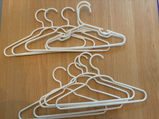 Lot Of 10 Baby Toddler Child White Plastic Tubular 11" Clothes Hangers USED