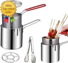 Deep Fryer Pot Set Mini Stainless Steel Fryer Deep Fryer Basket with Easy Grip