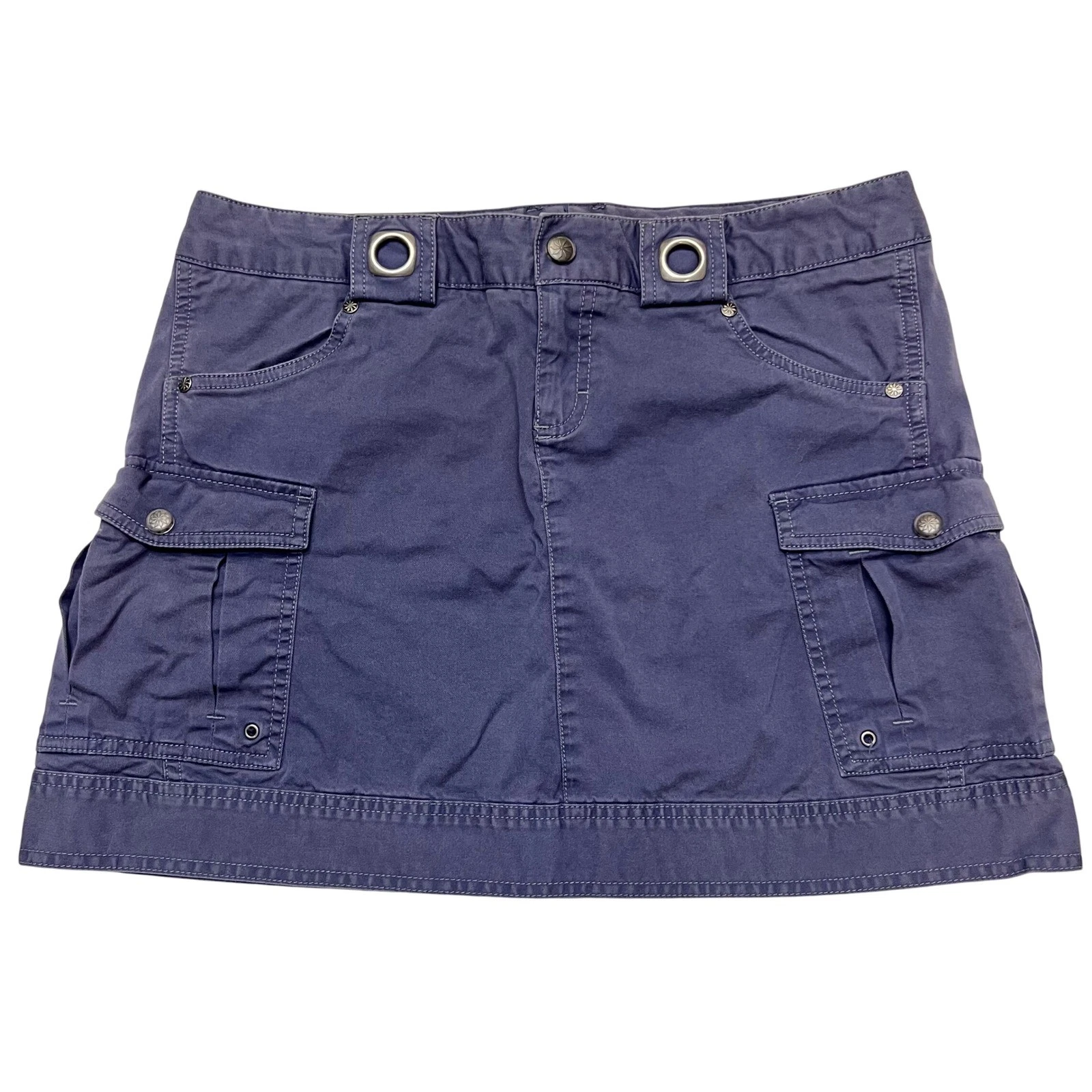 Athleta Washed Blue Y2K Utility Cargo Casual Outdoor Rugged Mini Skirt Size 10P