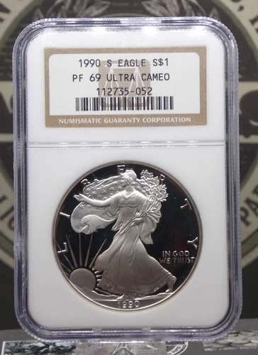 1990 "S" PROOF American *SILVER* Eagle $1 NGC PF69 Ultra Cameo #052 ECC&C, Inc.