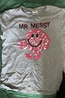 Mr. Messy Mr Men Grey Graphic Print Glitter Cotton Jersey T Shirt 10 11Y
