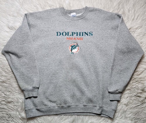Sweat Vintage Miami Dolphins – Années 90 – Taille XL Homme – Gris