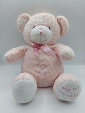 Animal Alley Baby My First Teddy Bear Pink Gingham Rattle Stuffed Plush 10"