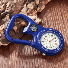Clip-On Carabiner Pocket Watch Nurse Compass Bottle Opener Luminous Outdoor NEW