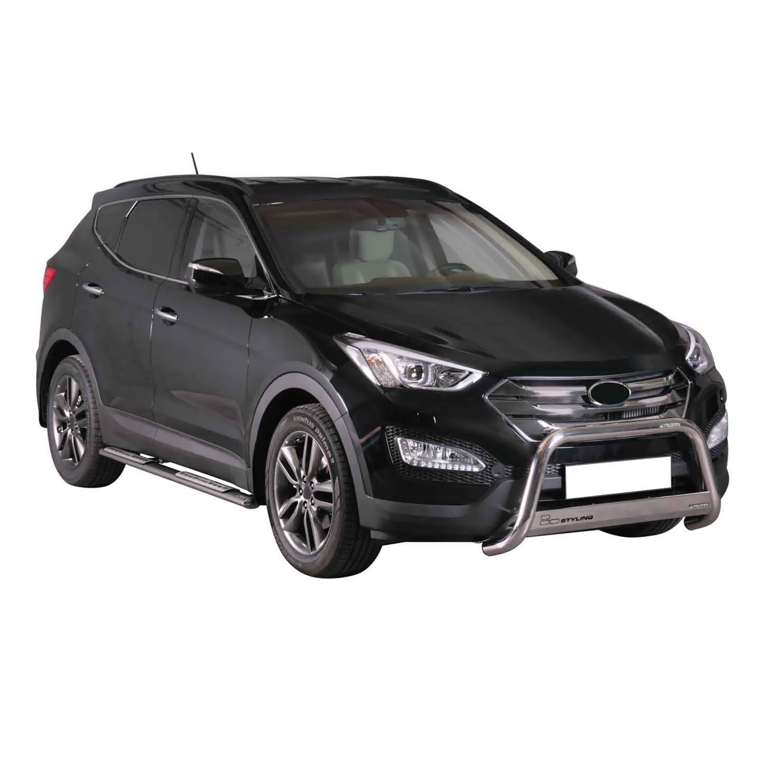 Pare-buffle antichoc 63 mm en acier gris pour protéger le pare-choc Hyundai Santa Fe