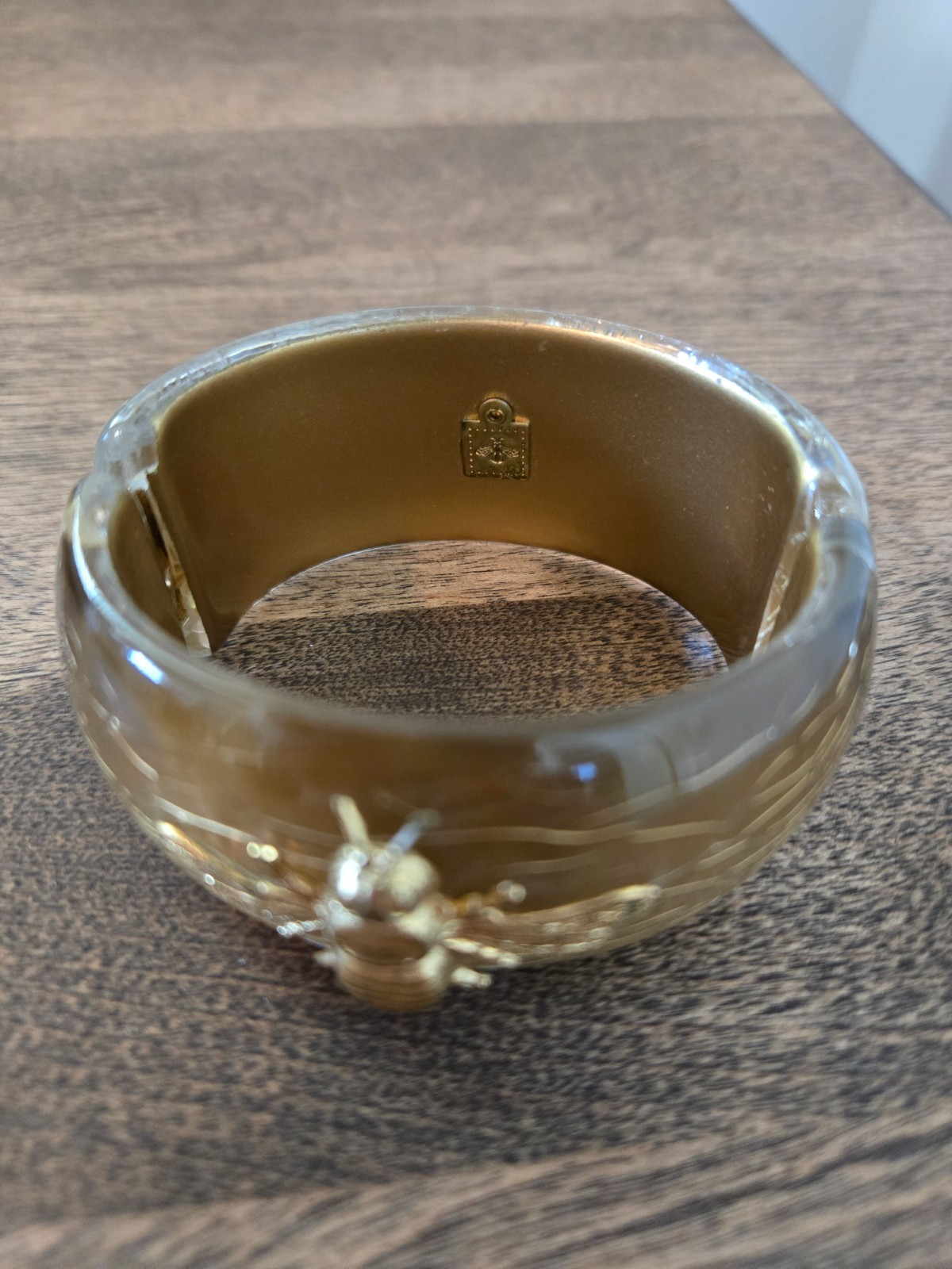 Bangle Hinged Magnetic Closure Gold Bee Bracelet 1.25” Wide