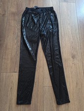 BNWT SIZE 12 SIMPLY BE BLACK SEQUIN FRONT LEGGINGS