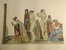 ARTE POVERA RARE MONTAGE DECOUPAGE ENGRAVING ERA DIRECTORY EMPIRE 1800 1810 b