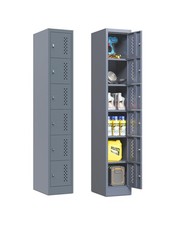 Metal Locker Storage Cabinet with 6 Doors, 71'' Tall Lockable Lockers Storage...