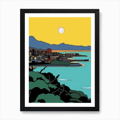 Minimal Design Stil von Kapstadt, gerahmtes Wandbild Poster Leinwanddruck Bild