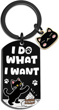 Black Cat Keychain Cute Keychain Funny Cat Themed Gifts for Women Girls Friends
