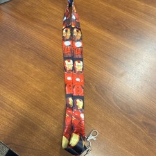 Iron Man Marvel Red Graphic Fabric Lanyard Key Chain for Men Superhero Print