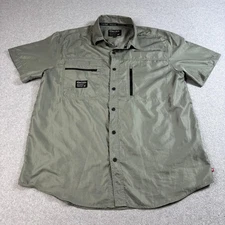 Howitzer Shirt Mens XL Green Short Sleeve Button Front Tactical Fishing Outdoor
