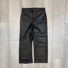 NWT Old Navy Black High-Waisted Faux Leather Wide-Leg Pants 6 Ankle 730869