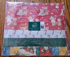 VINTAGE CHRISTMAS GIFT WRAP 8 SHEETS 4 DESIGN 50 SQ. FT. PLUS MARK NIP
