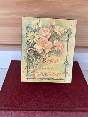 Vintage Roses Great Smoky Mtns Souvenir  Sisters Are Forever  Cedar Jewelry Box 