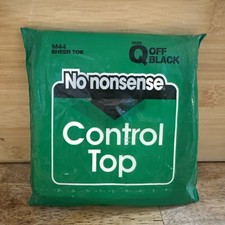 NO NONSENSE Control Top Pantyhose Sze Q Off Black Sheer Toe Made USA Vintage M44