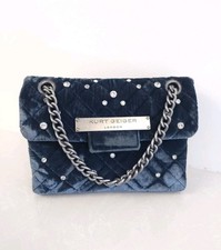 Borsa Kurt Geiger Mini Brixton donna velluto color verde acqua tracolla impreziosita