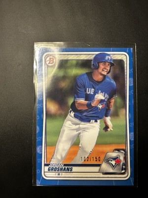 2020 Bowman Draft Chrome Blue Holo #BD-32 JORDAN GROSHANS  /150 Blue Jays