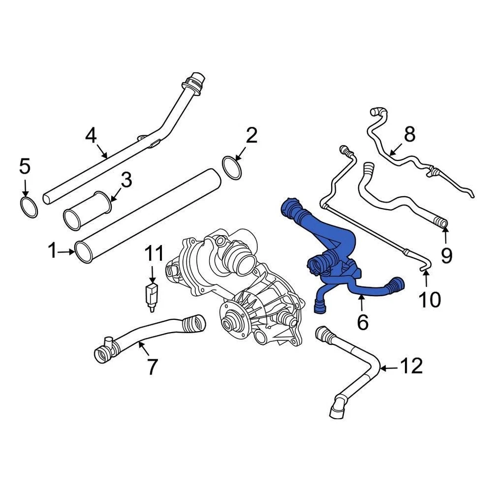 For BMW 545i 2004-2005 BMW 17127519248 Upper Radiator Coolant Hose Foto 2 de 2