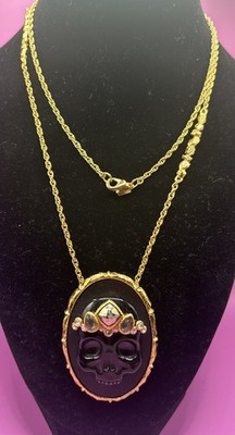 Authentic Alexis Bittar Gold Tone  Muse d'Or Necklace Skull Pendant Fantastic
